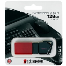 Флешка USB Kingston DataTraveler Exodia M (DTXM/128Gb), 128Gb, USB 3.2 Gen 1, R/W 150/60, черный/красный