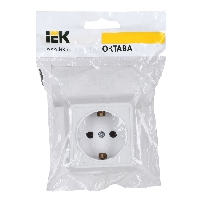 Розетка IEK ERO11-K01-16-DC РС20-3-ОБ 1местн. c з/к 16А откр.уст. ОКТАВА (белый)