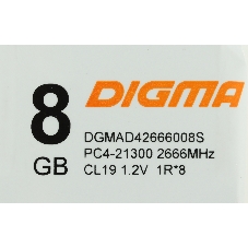 Оперативная память Digma, DDR4, 8GB (1x8GB), 2666MHz, CL19, DIMM