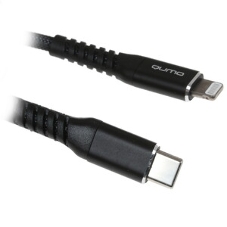 Кабель QUMO, MFI С94, Type-C на MFI Apple 8 pin, силиконовый, 1м, 2,22A, 9V, 20W, PD черный