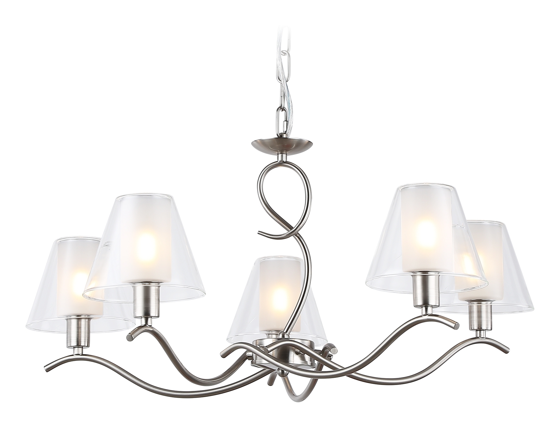 Люстра Ambrella light LH57081/5 SN/FR никель/белый матовый E14/5 max 40W D690*790