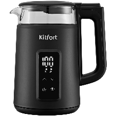 Чайник электрический Kitfort КТ-6714 1.7л. 2200Вт черный корпус: стекло/металл/пластик
