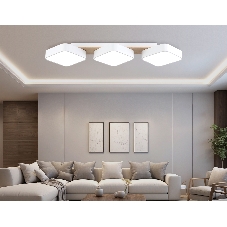 Светильник Ambrella light FL4877/3 WH/WD белый/дерево 54W 3000-6000K 680*200*70 (без ПДУ)