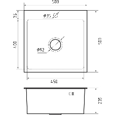 Кухонная мойка GRANFEST 5050 PVD graphite 1 чаша 450x400x205, монтаж: врезной, материал: нержавеющая сталь, графит
