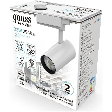Светильник трековый цилиндр Gauss 32W 2940lm 4000K 180-220V IP20 75x216мм белый линза 36º LED