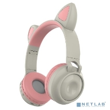 Беспроводные/проводные наушники QUMO Party Cat BT 0027 бежево-розовый, накладные, Bluetooth + проводной, кошачьи ушки, до 7 ч