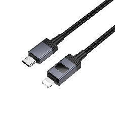 Кабель USB2.0 Hoco Type-C/Lightning, 2.4А, 27Вт,с дисплеем, X118, 1м, черный, коробка