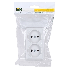 Розетка IEK ERO20-K01-10-DC РС22-2-ОБ 2местн. без з/к 10А откр.уст. ОКТАВА (белый)