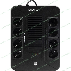 Источник бесперебойного питания SMARTWATT UPS SAFE PRO 1000 черный 1000/600 ВА/Вт, линейно-интерактивный, напольный/настенный, LED индикация, Shuko CEE7/4 - 8 шт. (4 шт. с резервным питанием, 4 шт. - сетевой фильтр)