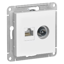 Механизм розетки 2-м AtlasDesign комп. RJ45 кат.5E+TV белый SchE ATN000189