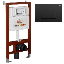 Инсталляция BAU PRO для подвесного унитаза, клавиша смыва BAU Hotel для инсталляции, черный матовый