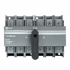Рубильник 3п 63А реверсивный с рукояткой для прямой установки TwinBlock EKF tb-s-63-3p-rev