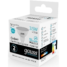 Лампа светодиодная Gauss Elementary MR16 3.5Вт цок.: GU5.3 спот 220B 4100K св. свеч. бел. ней. MR16 (упак.: 10 шт) (13524)