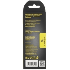 Кабель USB2.0 Cablexpert CCB-USB2-CMAPO1-1MW, Type C/Lightning, Classic 0.1, 2.1A, 20Вт, QC3.0,1м, белый, коробка