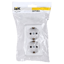Розетка IEK ERO21-K01-16-DC РС22-3-ОБ 2местн. с з/к 16А откр.уст. ОКТАВА (белый)