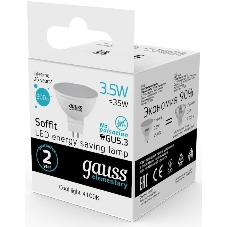 Лампа светодиодная Gauss Elementary MR16 3.5Вт цок.: GU5.3 спот 220B 4100K св. свеч. бел. ней. MR16 (упак.: 10 шт) (13524)