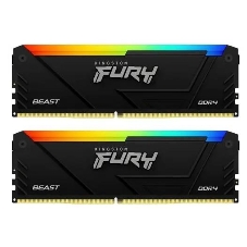 Оперативная память Kingston Fury Beast, DDR4, 16GB (2x8GB), 3200MHz, CL16, DIMM, с радиатором, RGB, черный