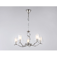 Люстра Ambrella light LH57081/5 SN/FR никель/белый матовый E14/5 max 40W D690*790