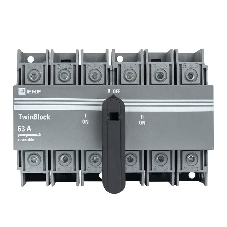 Рубильник 3п 63А реверсивный с рукояткой для прямой установки TwinBlock EKF tb-s-63-3p-rev