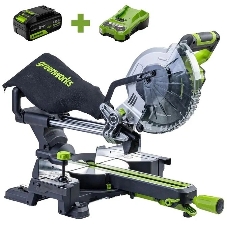 Торцовочная пила аккумуляторная GreenWorks GD24MS216, 24V, б/щ, c 1х5 АКБ Ач и ЗУ (1501707UG)