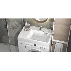 Раковина над стиральной машиной BAU Hotel Pro 80х55, литьевой мрамор в комплекте с кронштейнами и си