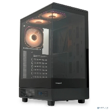 Компьютерный корпус HSPD F510, Panoramic Mid Tower, черный, TG, 0.5 SPCC, 3x120мм ARGb ATX, mATX, mITX 180/280/160мм 1x2.5