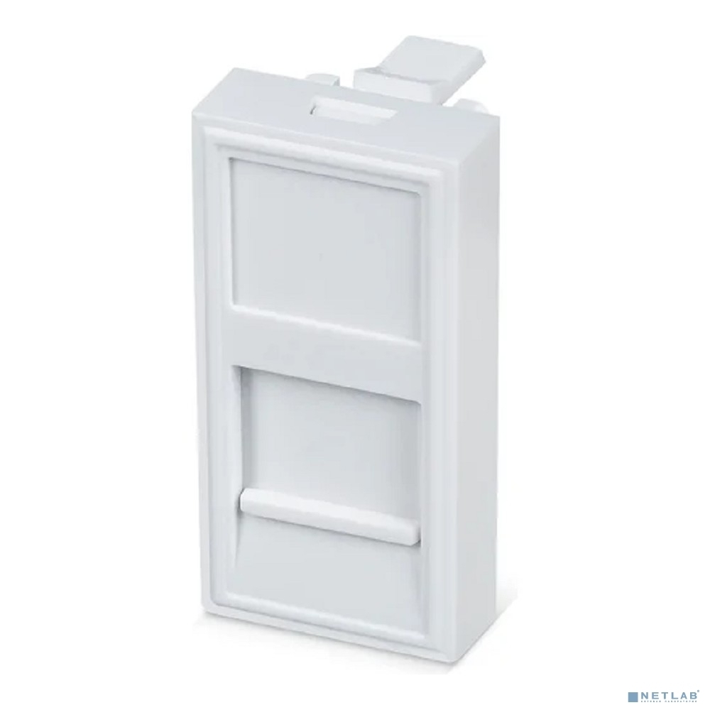 Лиц. панель розеточная Cabeus, 1х keystone, 22,5х45 мм (ВхШ), плоская, шторки, цвет: белый (FP-22,5-1M)
