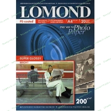 Фотобумага ПРЕМИУМ для стр.печати Lomond 200 г/м2 одностор.Super Glossy Bright 10х15 см (20 л)
