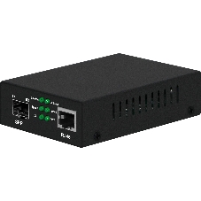 Медиаконвертер Gigabit Ethernet, SFP 1000Мбит/c, RJ45 10/100/1000Мбит/c, поддержка LFP. Металлический корпус. БП DC12V(1A) в комплекте. Размеры (ШхВхГ): 70x25x95мм. Вес: 0,2кг. Рабочая температура: -10…+55°С. Совместим с шасси NS-MCB-14.