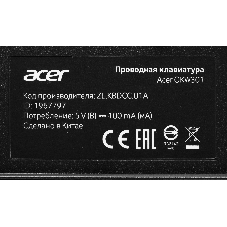 Клавиатура проводная Acer OKW301 (ZL.KBDCC.01A), USB, черный
