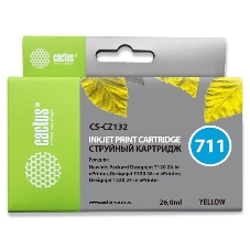 Картридж струйный Cactus CS-CZ132 №711 желтый (26 мл) для HP DesignJet T120/T520
