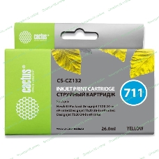 Картридж струйный Cactus CS-CZ132 №711 желтый (26 мл) для HP DesignJet T120/T520
