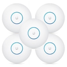 Комплект точек доступа [UAP-AC-PRO-5-EU] Ubiquiti UniFi AP AC Pro (5-pack) из 5ти точек доступа, 2.4/5 ГГц, 3x3 MIMO, до 1300+450 Мбит/с, 2 гигабитных сетевых порта, поддержка питания IEEE 802.3af PoE/802.3at PoE+. Дистанция связи до 122 метров.