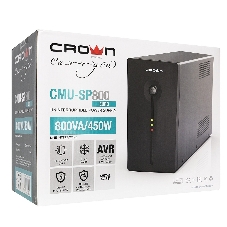 Источник бесперебойного питания CROWN ИБП CMU-SP800EURO 800VA, металл,1x12V/9AH, розетки 3*EURO+1*IEC bybas CM000001492