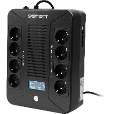 Источник бесперебойного питания SMARTWATT UPS SAFE PRO LCD 1000 черный 1000/600 ВА/Вт, напольный/настенный, линейно-интерактивный, LCD дисплей, Shuko CEE7/4 - 8 шт. (4 шт. с резервным питанием, 4 шт. - сетевой фильтр)