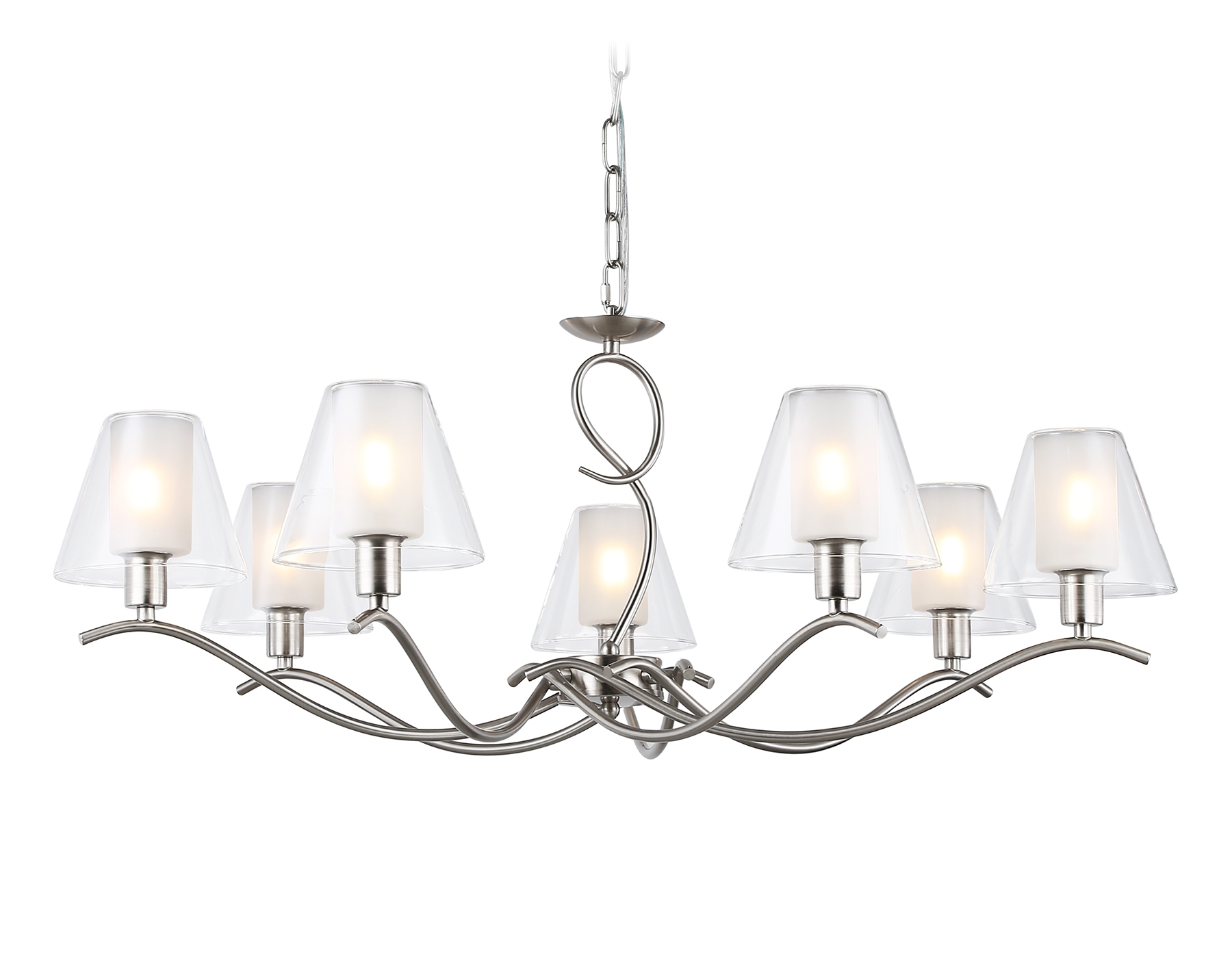 Люстра Ambrella light LH57083/7 SN/FR никель/белый матовый E14/7 max 40W D840*790