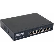 Коммутатор Osnovo SW-20600(80W) PoE коммутатор 6 портов, 4 PoE порта 10/100 Base-T, 2*10/100 Base-T Uplink, до 30W на порт, суммарно до 80W