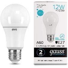 Лампа светодиодная Gauss Elementary 12Вт цок.: E27 груша 220B 4100K св. свеч. белый ней. A60 (упак.: 10 шт)