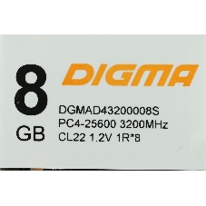 Оперативная память Digma, DDR4, 8GB (1x8GB), 3200MHz, CL22, DIMM