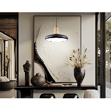 Светильник Ambrella light FL4839 BK/WD черный/дерево 24W 3000-6000K D200*800 (без ПДУ)