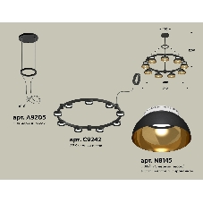 Светильник Ambrella light XR92051702/9 SBK/PYG/CL черный песок/золото желтое полированное/прозрачный GX53 (A9205,C9242,N8145)