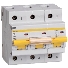 Автоматический выключатель IEK ВА47-100 3P 6А 10кА (D)