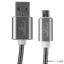 Кабель USB2.0 Cablexpert CC-G-mUSB02Gy-1.8M, AM/microB, серия Gold, длина 1.8м, титан, блистер