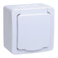 Розетка одноместная IEK ERMP12-K01-16-54-EC РСб20-3-ГПБб роз.1м с з/к о/у IP54 (цвет крышки:белый) ГЕРМЕС PLUS