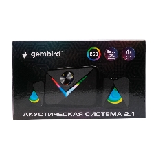 Акустическая система 2.1 Gembird, 11Вт, пластик, рег.громкости, RGB подсветка, черный