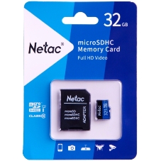 Флеш карта microSDHC 32Gb Netac P500 NT02P500STN-032G-R (с SD адаптером) 80Mb/s