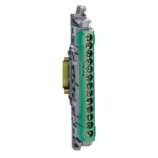 Legrand 004834 Клеммная колодка IP 2X - земля - зеленая - 1 x 6-25 мм- 12 x 1,5-16 мм- длина 113 мм