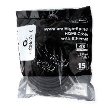 Кабель HDMI Cablexpert CC-HDMI4L-15M, 15м, v2.0, 19M/19M, серия Light, черный, позол.разъемы, экран, пакет