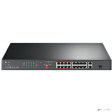 Коммутатор TP-Link 16-port 10/100Mbps + 2-port Gigabit unmanaged switch with 16 PoE+ ports, compliant with 802.3af/at PoE, 150W PoE budget,  support 250m Extend Mode, priority mode and Isolation mode, rackmount, plug and play.