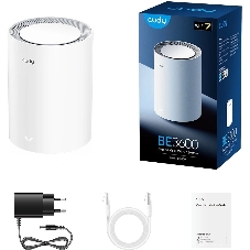 Маршрутизатор Cudy BE3600 Wi-Fi 7 Mesh Solution Gigabit Dual Band 1-Pack, Chipset Broadcom, 802.11be/ax/ac/a/b/g/n, 2882Mbps at 5GHz + 688Mbps at 2.4GHz, 3 x 10/100/1000Mbps Ports, Internal antennas, Zerotier/PPTP/L2TP/OpenVPN/WireGuard, MLO, MU-MIMO, Guest network, WPS, DDN